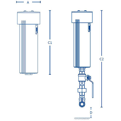 Clearpoint PN50 Threaded High Pressure Water Separators Dimensions